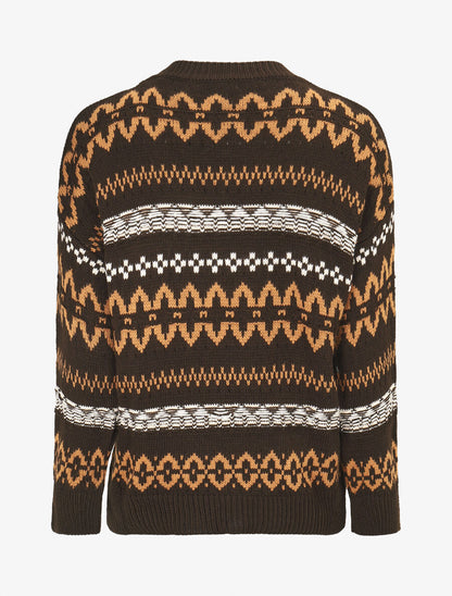 Pull en maille imprimé fantaisie - Chocolat - 2