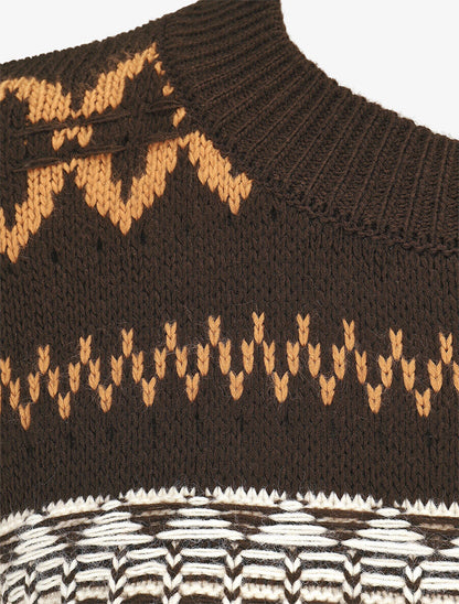 Pull en maille imprimé fantaisie - Chocolat - 3