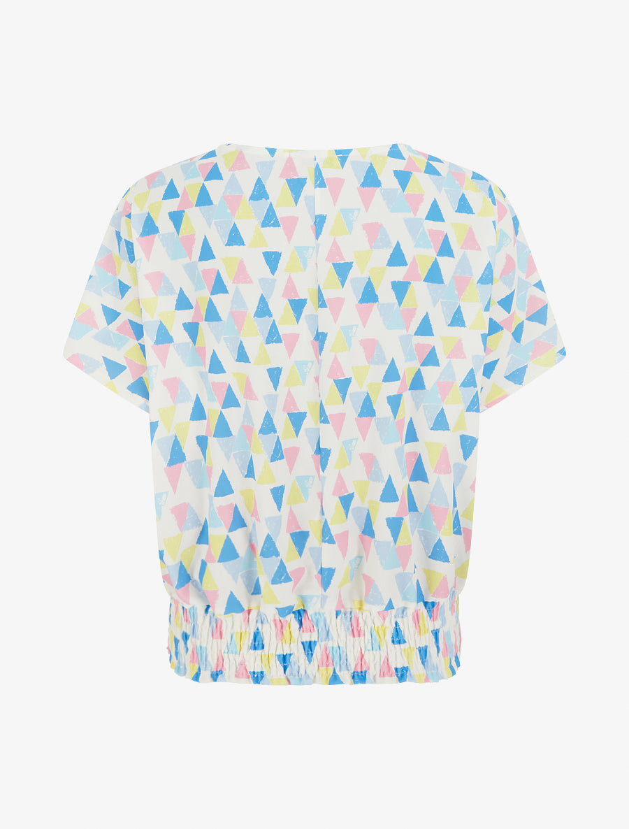 Top coupe boule imprimé triangles - Bleu ciel - 2