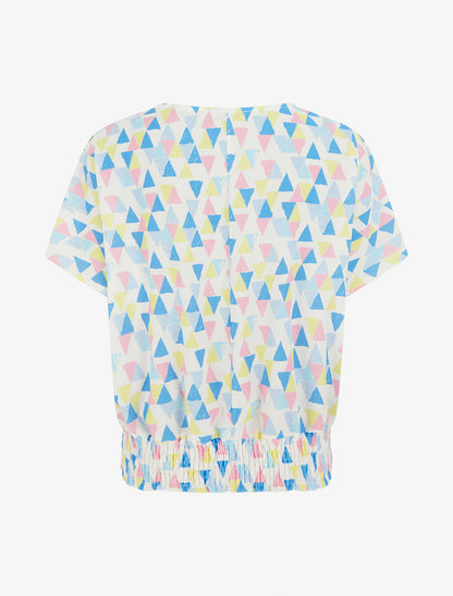 Top coupe boule imprimé triangles - Bleu ciel - 2