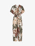 Combinaison imprimé floral à taille élastiquée - Kaki - 1