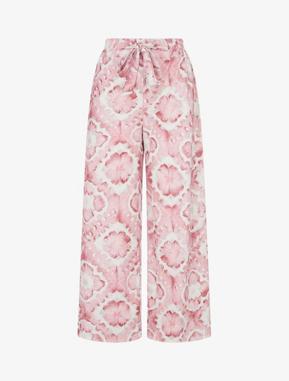 Pantalon élastiquée imprimé abstrait - Rose - 1