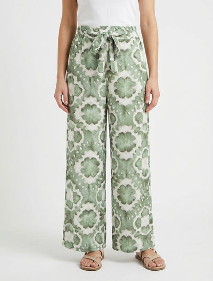 Pantalon fluide taille haute - Kaki