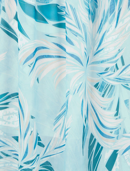 Jupe élastiquée à imprimé feuillage - Turquoise - 3