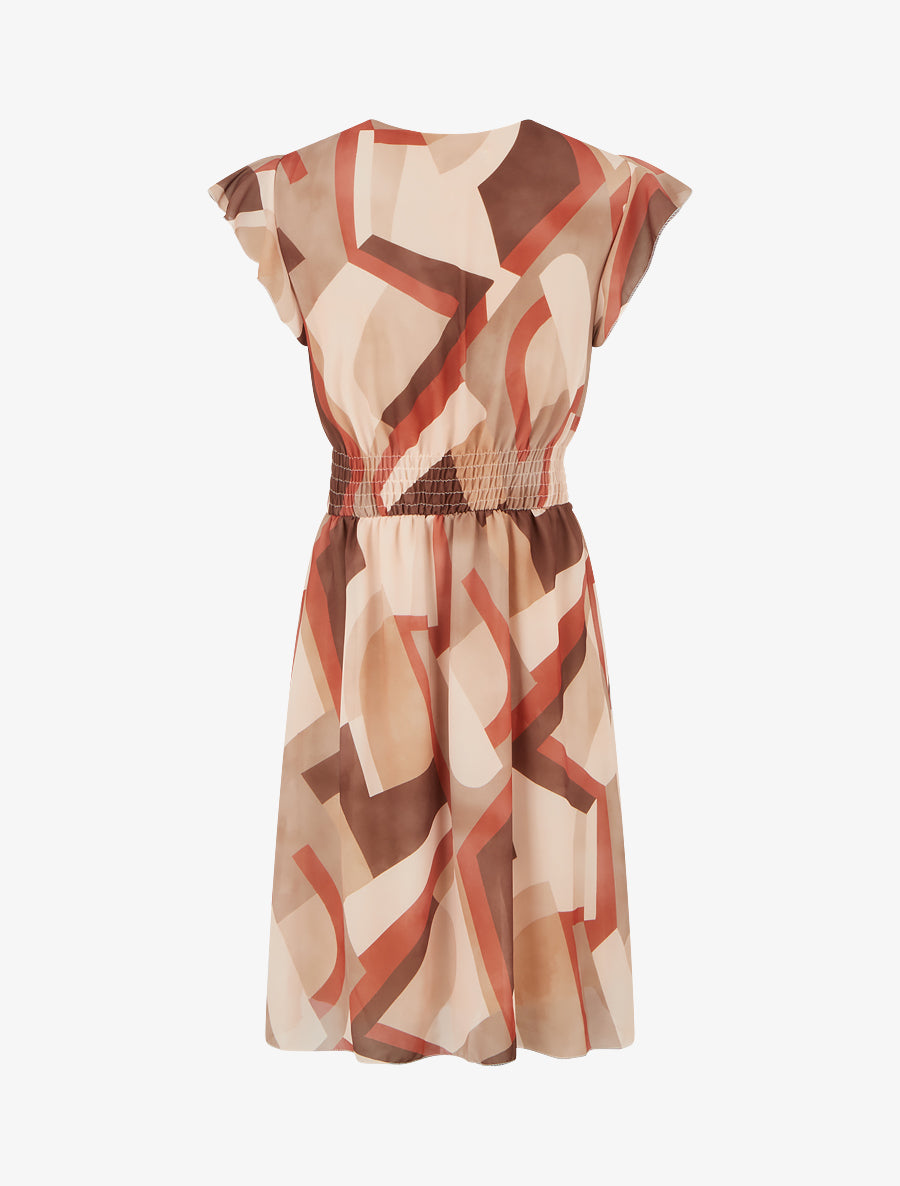 Robe cache-coeur à imprimé rétro - Camel - 2