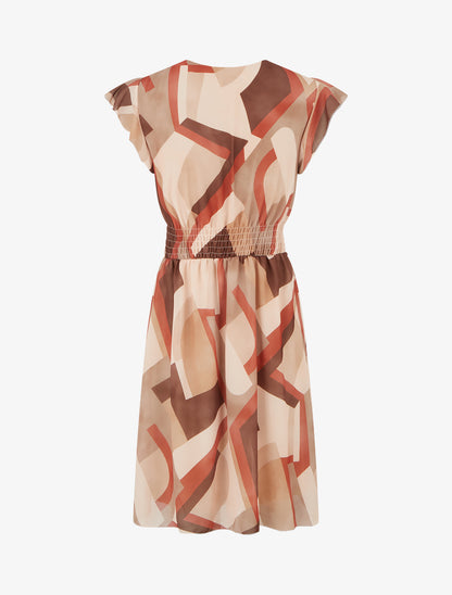 Robe cache-coeur à imprimé rétro - Camel - 2