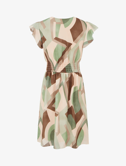 Robe cache-coeur à imprimé rétro - Kaki - 2