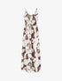 Robe longue imprimé floral à taille élastiquée - Marron - 1