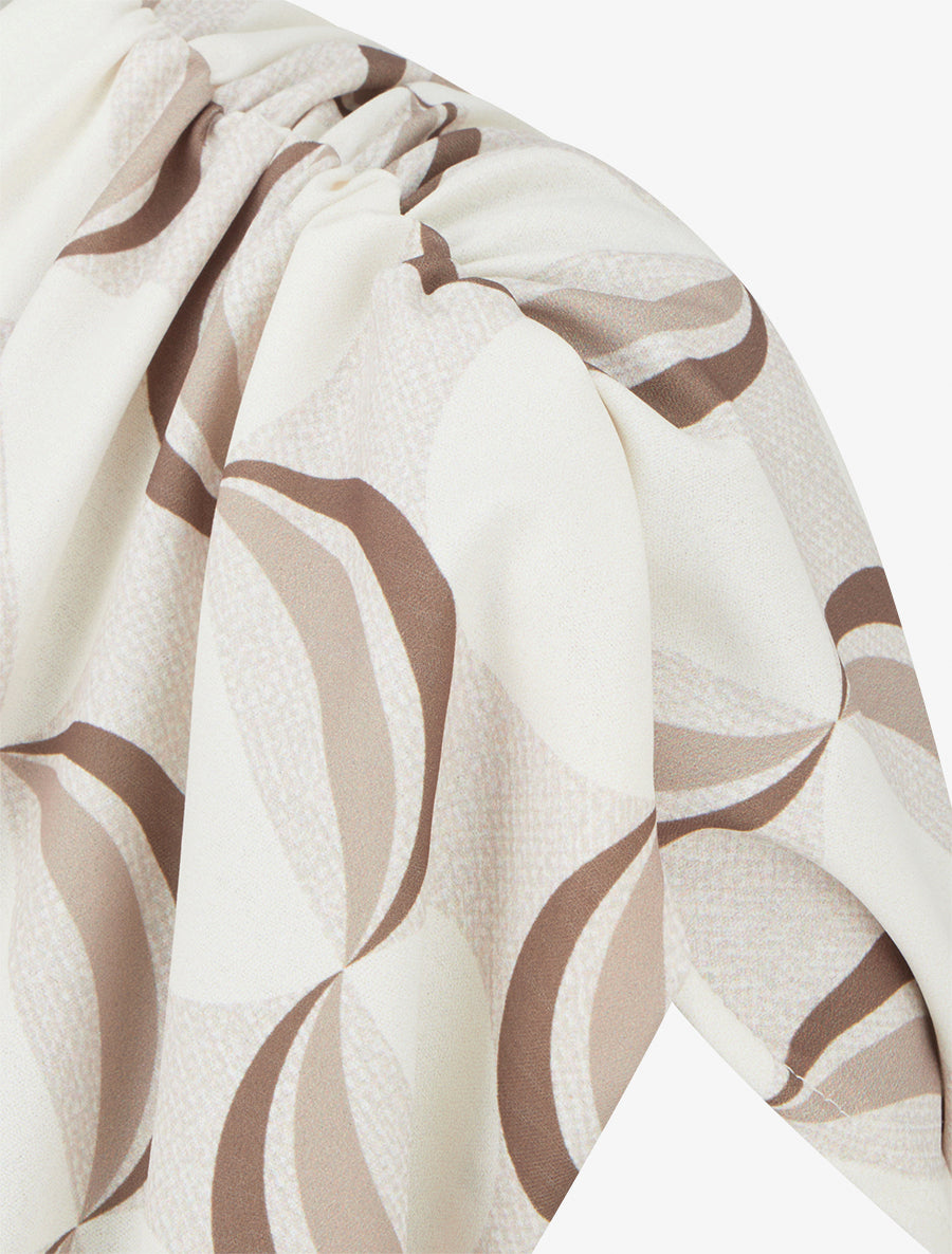 Top fluide à manches courtes stylisées - Beige - 3