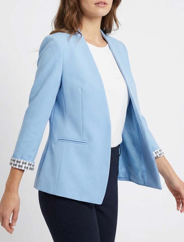 Veste droite col droit à épaulettes - Bleu ciel