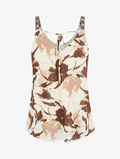 Caraco imprimé fleurs abstraites - Marron - 2