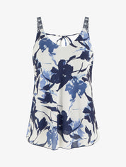 Caraco imprimé fleurs abstraites - Marine - 1