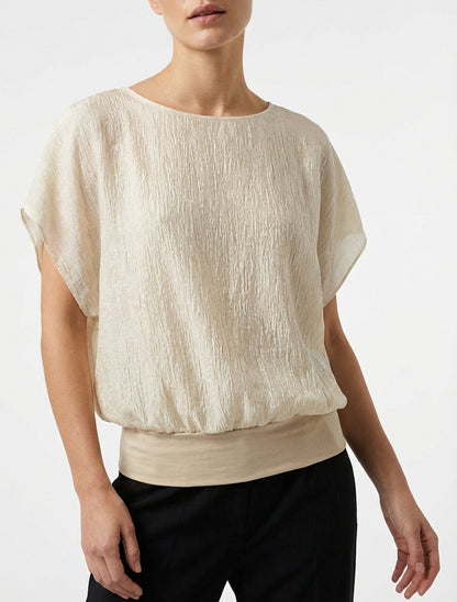 Top boule manches chauve-souris - Beige