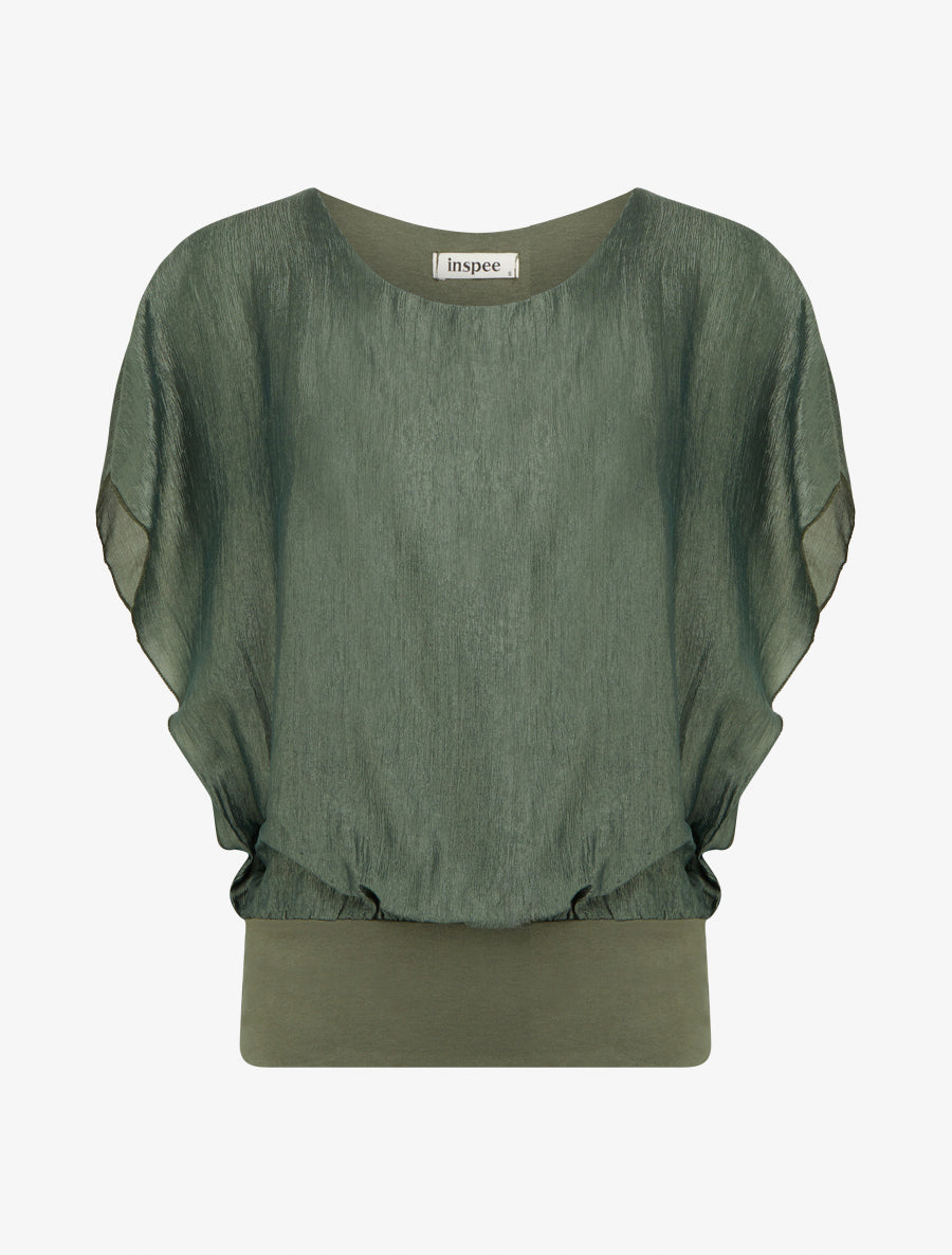 Top boule en tissu texturé - Kaki - 1