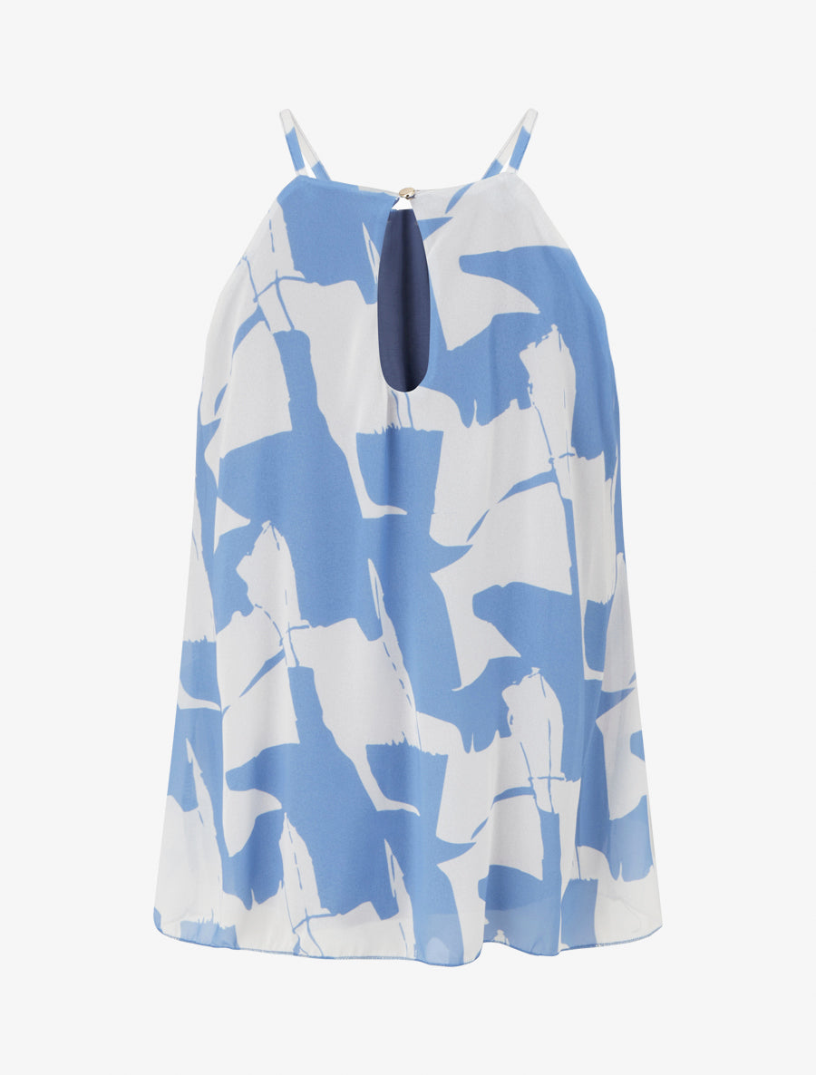 Top fluide imprimé abstrait - Bleu ciel - 2