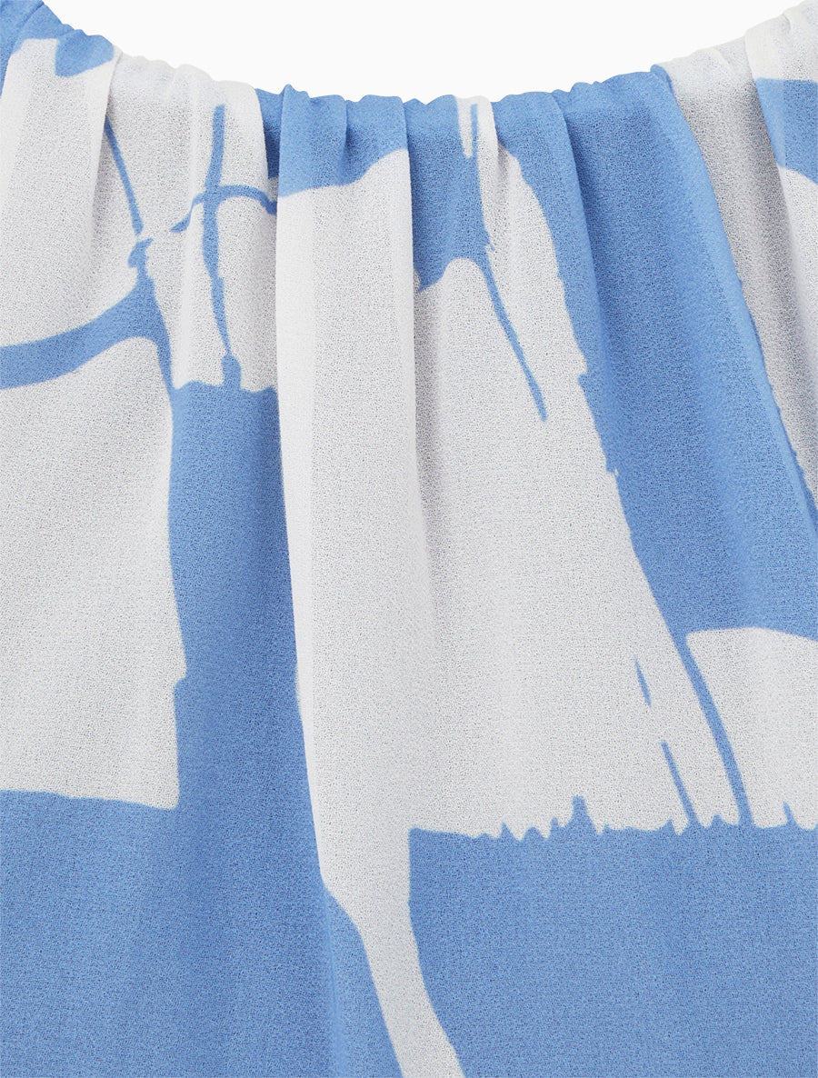 Top fluide imprimé abstrait - Bleu ciel - 3