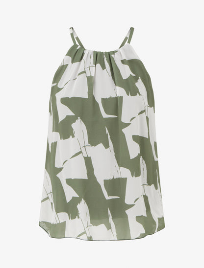 Top fluide imprimé abstrait - Kaki - 1