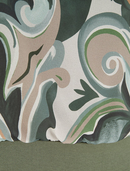 Top droit manches courtes imprimé arabesque - Kaki - 3