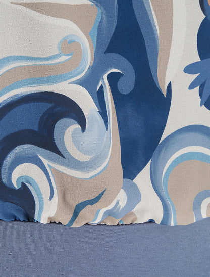 Top droit manches courtes imprimé arabesque - Bleu foncé - 3