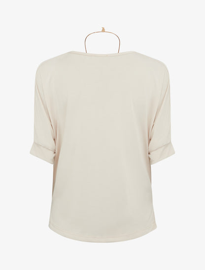 Top fluide à col bénitier - Beige - 2