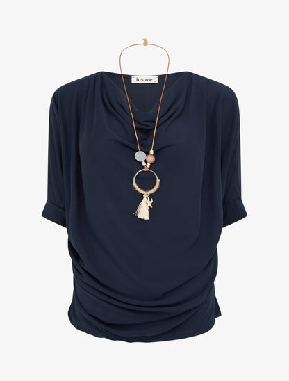 Top fluide à col bénitier - Marine - 1