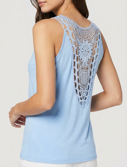 Débardeur dos crochet ajouré - Bleu ciel
