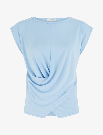 Top ajusté sans manches effet drapé - Bleu ciel - 1