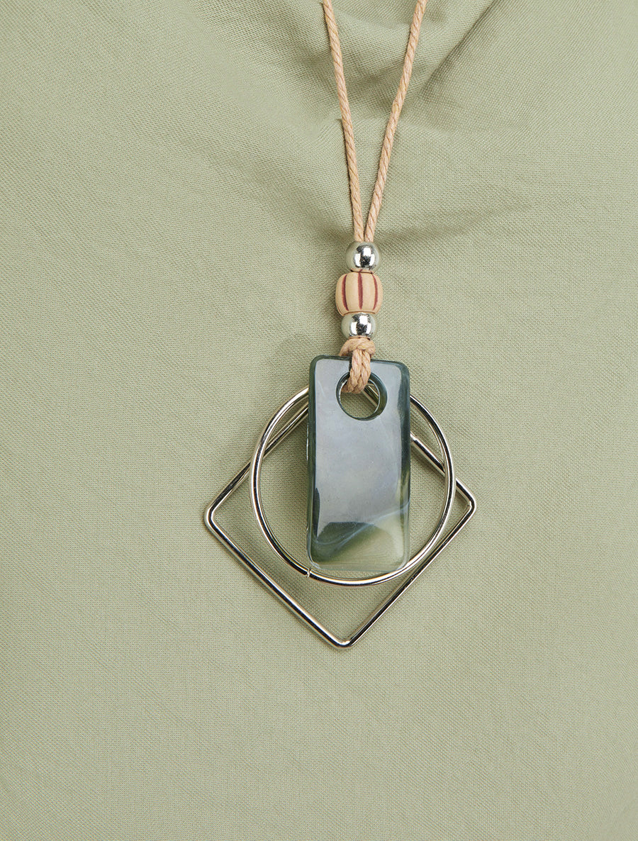 Top manches courtes effet lin à col bénitier - Vert olive - 3