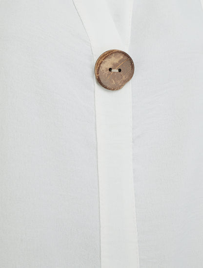 Top droit sans manches à bouton - Blanc - 3