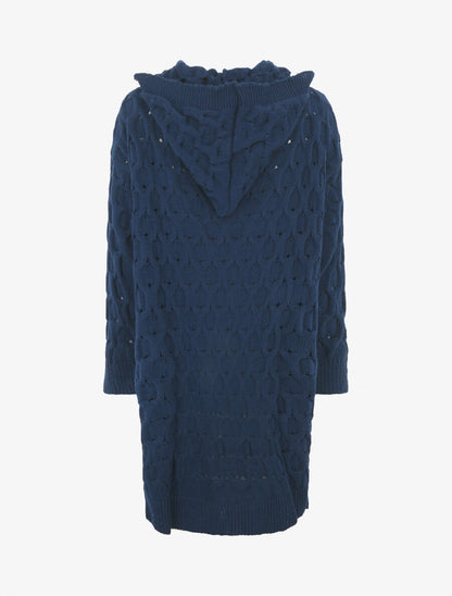 Gilet ouvert uni et torsadé - Marine - 2