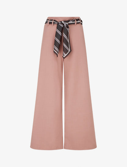Pantalon ample à ceinture style foulard - Rose - 1
