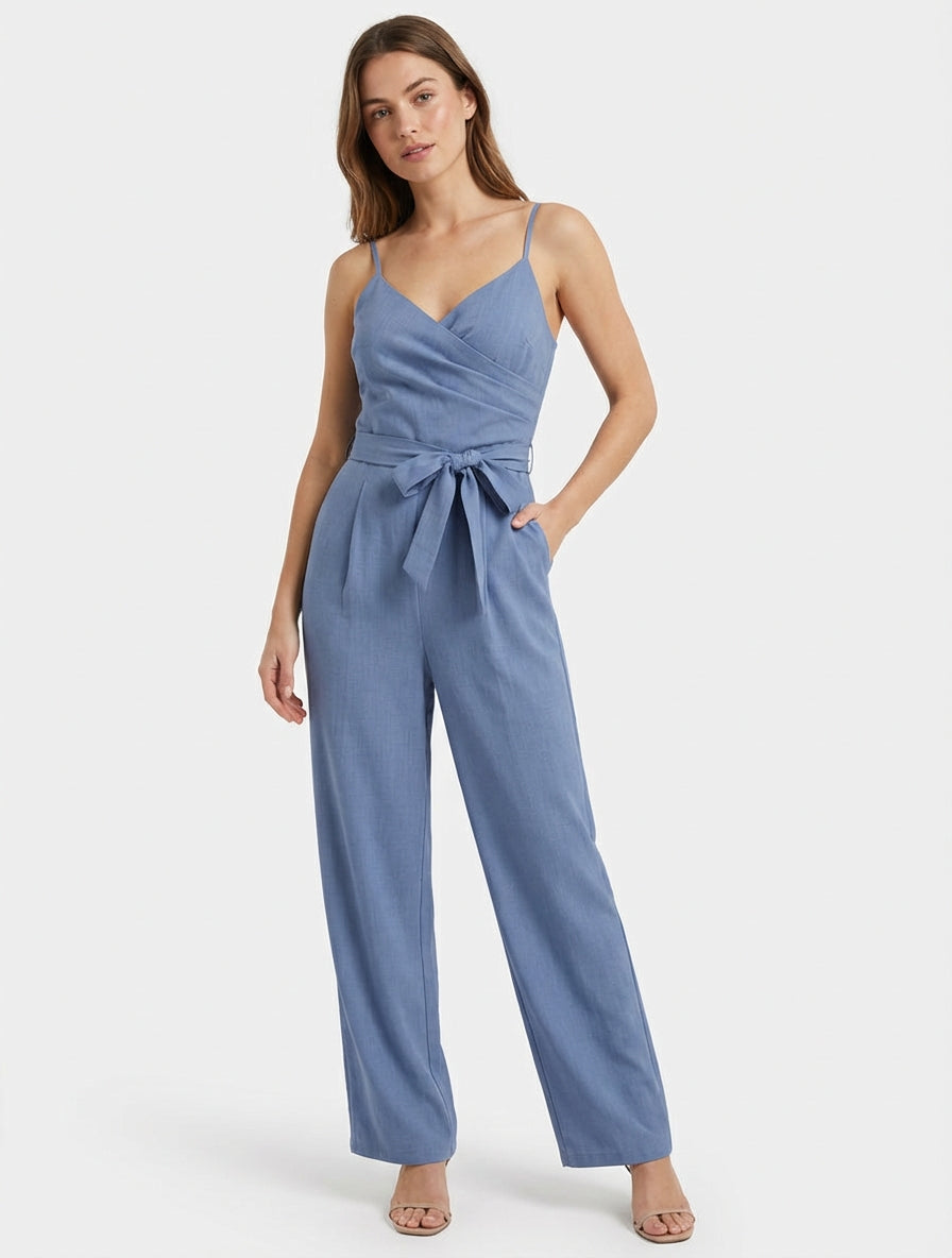 Combinaison droite à fines bretelles - Bleu