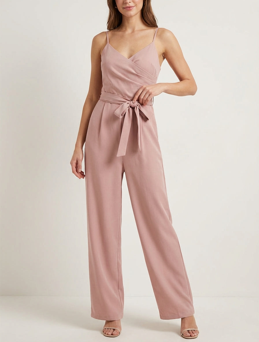 Combinaison droite à fines bretelles - Rose