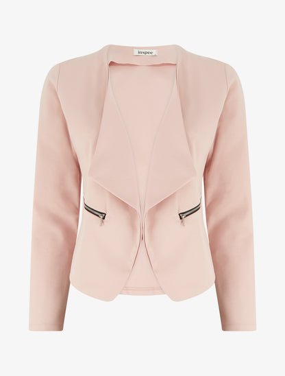 Veste droite à poches zippées - Rose - 1