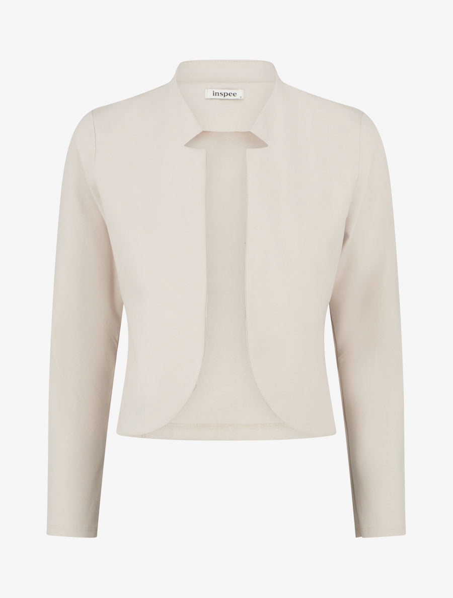 Veste courte à col cranté - Beige - 1