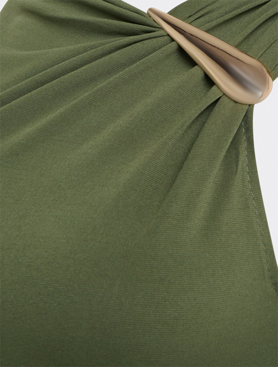 Body stretch à empiècement bijou - Kaki - 3