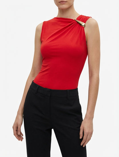 Body stretch col montant - Rouge