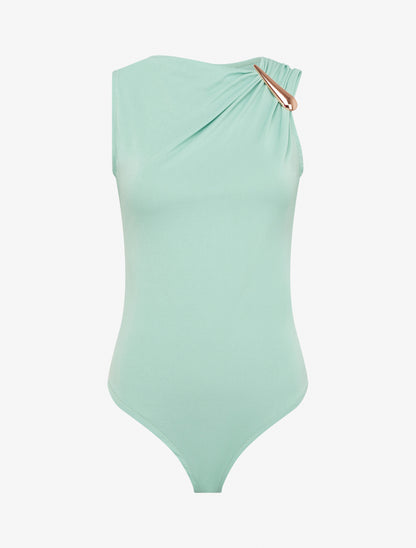 Body stretch à empiècement bijou - Vert menthe - 1