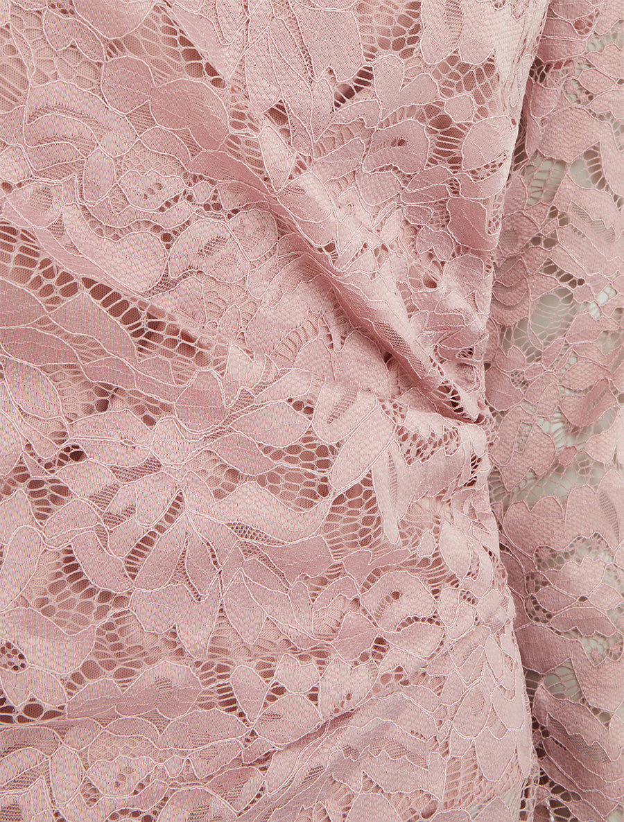 Top en dentelle drapé à manches longues - Vieux rose - 3