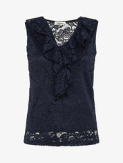 Top sans manches en dentelle - Marine - 1