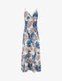 Robe longue à fines bretelles imprimé tropical - Marine - 1