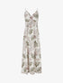 Robe longue à fines bretelles imprimé tropical - Beige - 1