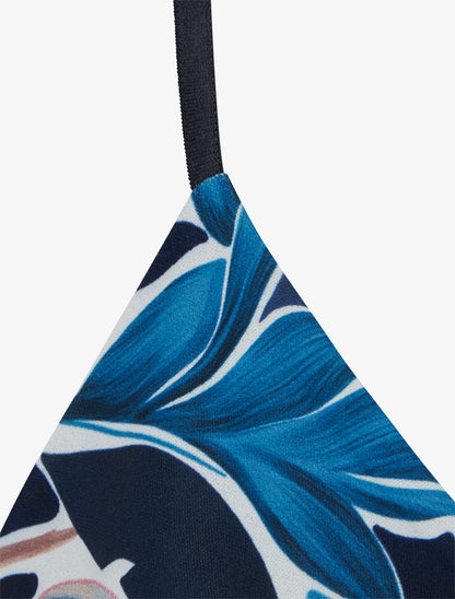 Robe longue à fines bretelles imprimé feuillage - Marine - 3