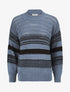 Pull en maille ajourée et rayures - Bleu charrette - 1