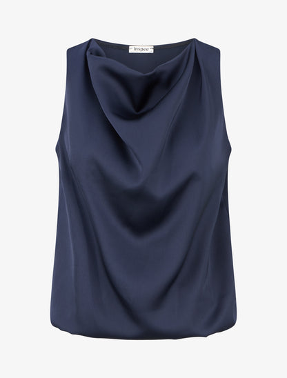 Top satiné coupe boule - Marine - 1