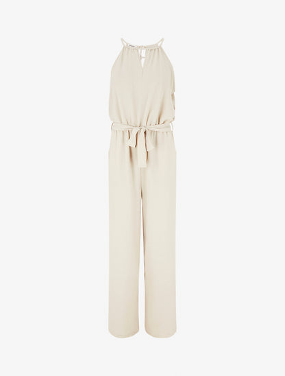 Combinaison ajourée à taille élastiquée - Beige - 1