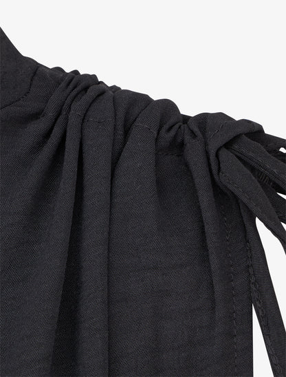 Robe évasée sans manches à épaules froncées - Noir - 3