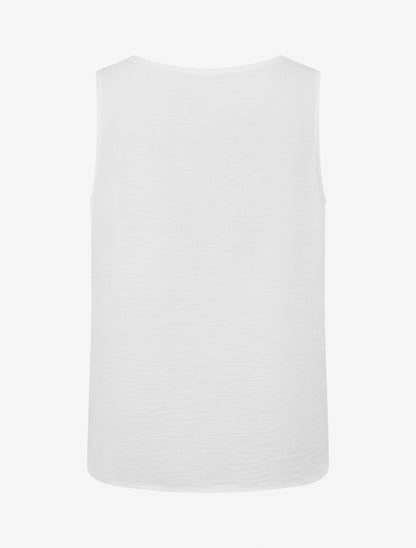 Top uni sans manches à col V - Blanc - 2