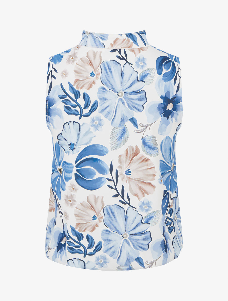 Top sans manches imprimé fleuri - Bleu - 2