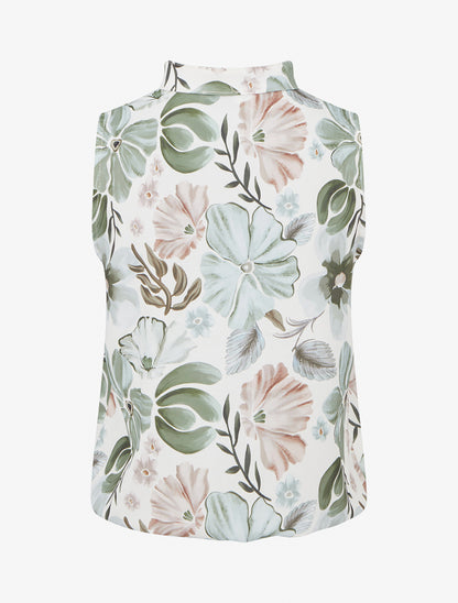Top sans manches imprimé fleuri - Kaki - 2